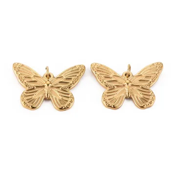 Mariposa dije acero inoxidable dorado 10x15mm
