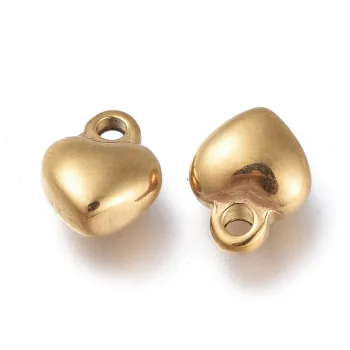 Corazón dije acero inoxidable dorado 7x9x4mm