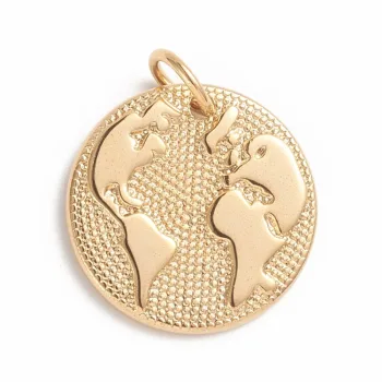 Dije de Mundo acero inoxidable dorado 21x2mm