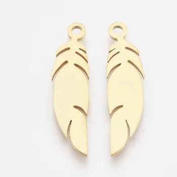 Pluma acero inoxidable dorado 25x6x1mm