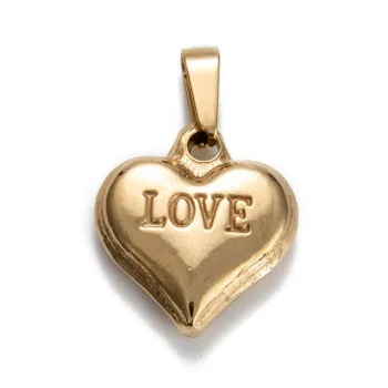 Corazón "LOVE" acero inoxidable dorado 19x17x5mm