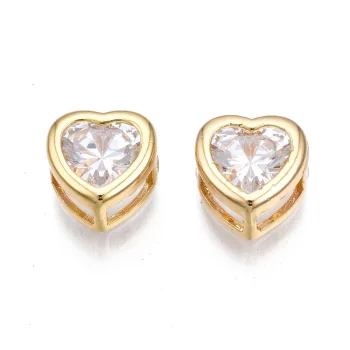 Conector corazón dorado zirconia baño de oro 18K 9x8.5x5mm