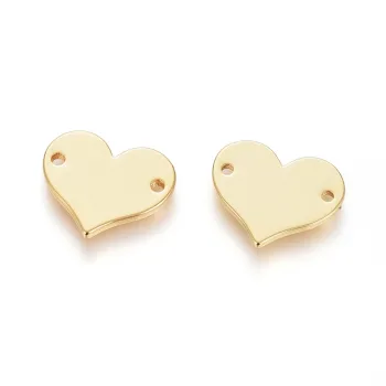 Conector 2 vias corazón dorado baño de oro 18K  11x13x1mm