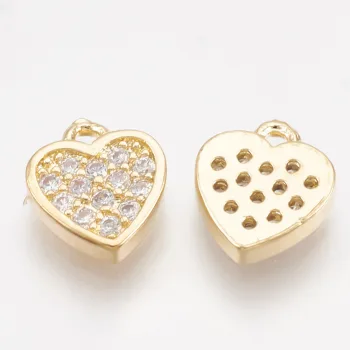 Corazón dorado con zirconia y baño oro 18K 7x6x1.5mm