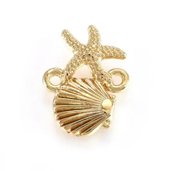 Concha y estrella de mar con baño de oro 14k 18x13x2mm