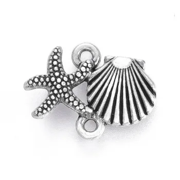 Concha y estrella de mar con baño de plata 925 thai 18x13x2mm