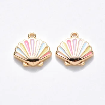 Concha multicolor baño de oro 18K y enamel 10x10x2mm