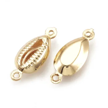 Conector concha cowrie dorada baño de oro 18x7.5x3.5mm