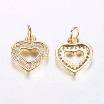 Corazón dorado con zirconias y baño oro 18K 12.5x10.5x2mm