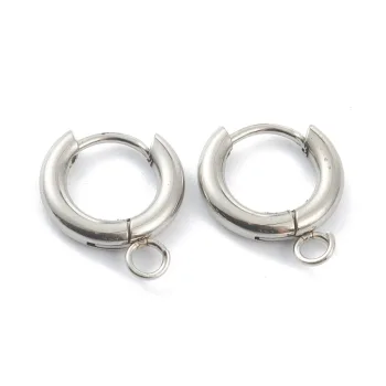 Argollas con vía acero inoxidable plateado 16x13mm