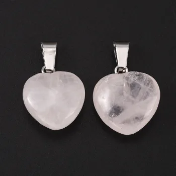 Corazón de cuarzo rosa dije 19x15x8mm