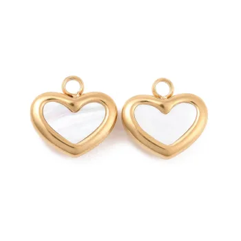 Corazón dije acero inoxidable dorado y blanco 11x11x4mm