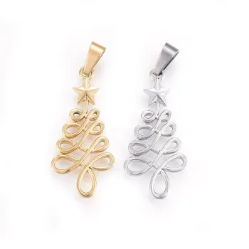 Árbol navidad acero inoxidable plateado liso 33x16x2mm
