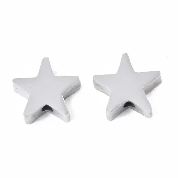 Estrella entrepieza acero inoxidable plateado 9x10x3mm