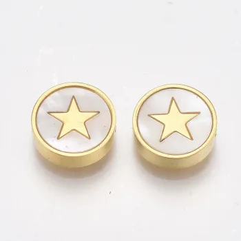 Estrella nácar y acero inoxidable entrepieza dorada 10x3mm