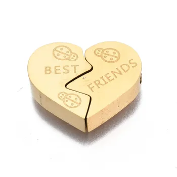Corazón partido BEST FRIENDS acero inoxidable dorado 14.5x11x3mm