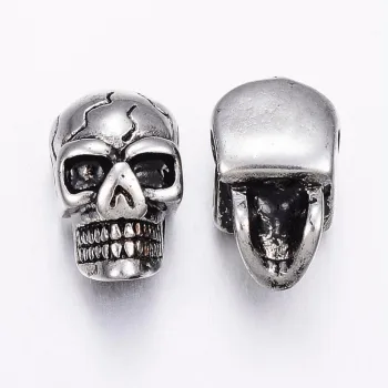 Calavera acero inoxidable plateada 14x9x8mm