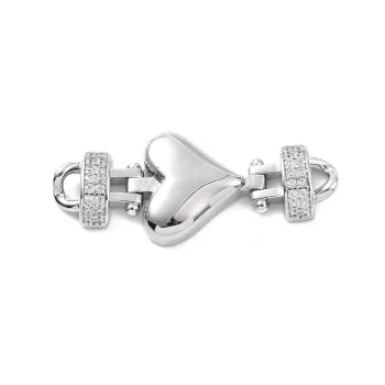 Conector corazón baño platino y micropave 35x14x4.5mm