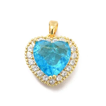 Corazón baño oro 18k zirconias y cristal celeste 18.5x17x9.5mm