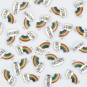 Arcoiris "BEST FRIENDS" dije doble multicolor de enamel
