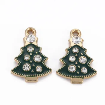 Árbol navidad enamel verde y zirconias transparentes 23x15.5x3mm