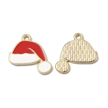 Gorro navideño de enamel rojo y blanco 21x19x1.4mm