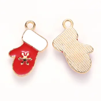 Guante navideño enamel rojo y blanco 19x11x2mm