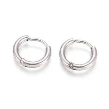 Argollas huggie acero inoxidable plateado 12x2mm