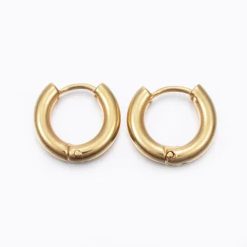 Argollas huggie acero inoxidable dorado 13x14x2mm