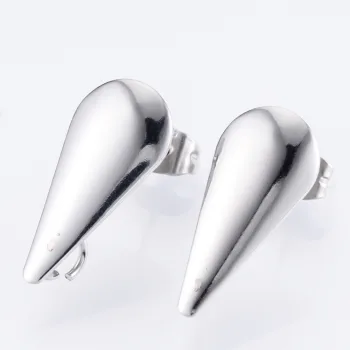 Base aretes en gota de acero inoxidable plateado 20x9mm
