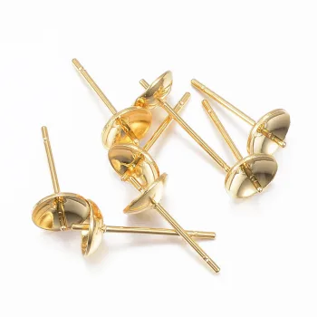 Base arete con pin de acero inoxidable 24k dorado 13.5x6mm