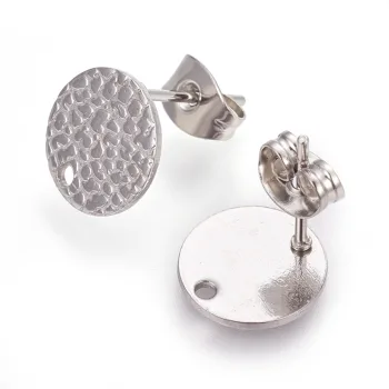Base aretes acero inoxidable redonda plana con textura plateada 10mm