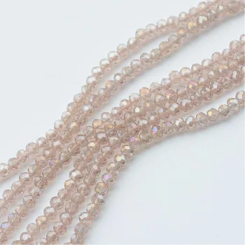 Cristal beige rosa brillante 4x3mm