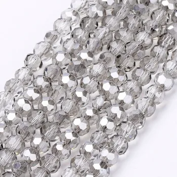 Cristal redondo gris pleateado 4mm