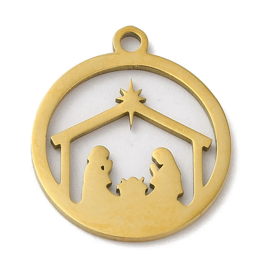 Pasito navideño dorado dije acero inoxidable 17x15x1mm – Ekrea el ...