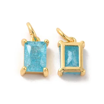 Dije rectangular multicolor baño oro 18k 10x6x4mm
