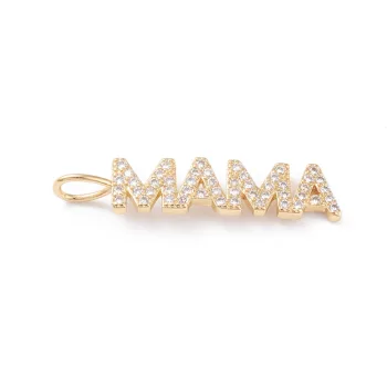 Dije MAMÁ micropave baño oro 18k 30x6.5x1.6mm
