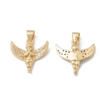 Ángel dorado baño oro 18k y micropave 17x17x3mm