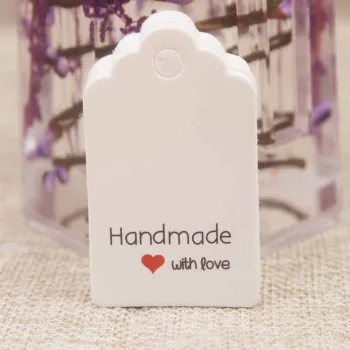 Etiqueta para precios blanca "Handmade with love" 50x30x0.4mm