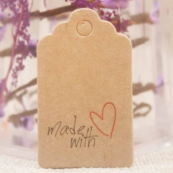 Etiqueta para precios color kraft "Made with love" 50x30x0.4mm