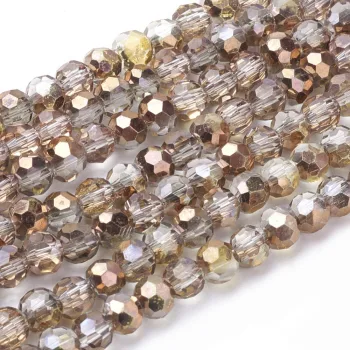 Cristal redondo oro rosa dorado metálico 4mm