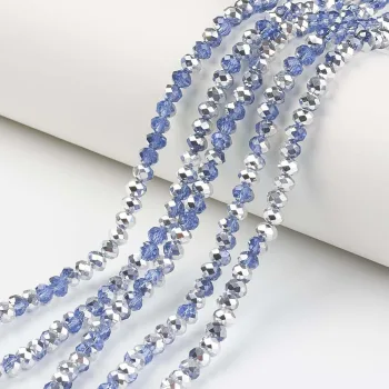 Cristal azul y plateado metálico 2.5x2mm