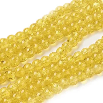 Vidrio crujido amarillo oro redondo 6mm