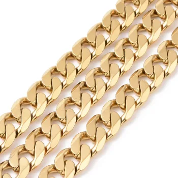 Cadena cubana acero inoxidable dorada 13x10x3mm