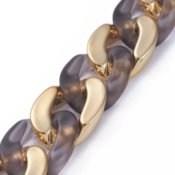 Cadena acrílica dorada y café 30x21x6mm