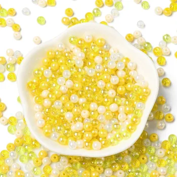 Abalorio vidrio multicolor amarillo 4.5x4mm