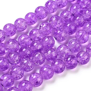 Vidrio crujido morado claro redondo 10mm