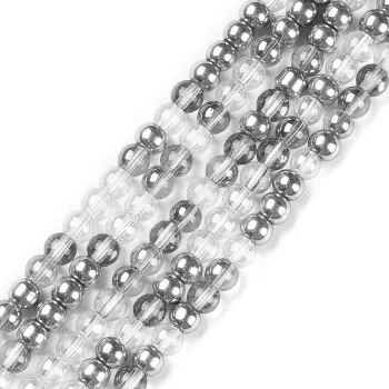 Vidrio redondo metalizado plateado y transparente 4mm