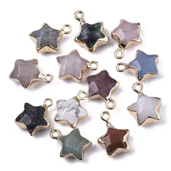 Estrella piedra natural y latón dorado 17x13x6.5mm