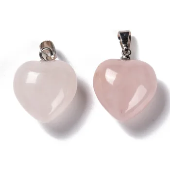 Corazón cuarzo rosa y latón 18x15x8mm